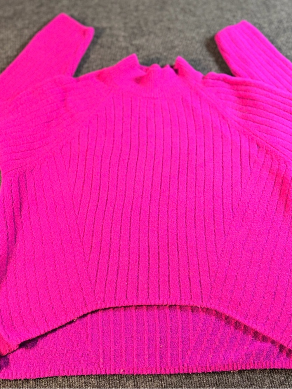 Express Hot Pink Ribbed Mock Neck Sweater - Picture 8 of 8